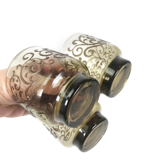 Libbey PRADO Old Fashioned Glass Tawny Brown Raised Swirl Rocks Low Ball 8-oz - Picture 6 of 10